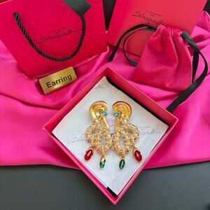 🐍 Schiaparelli Surrealist Snake Crystal Earrings 🐍